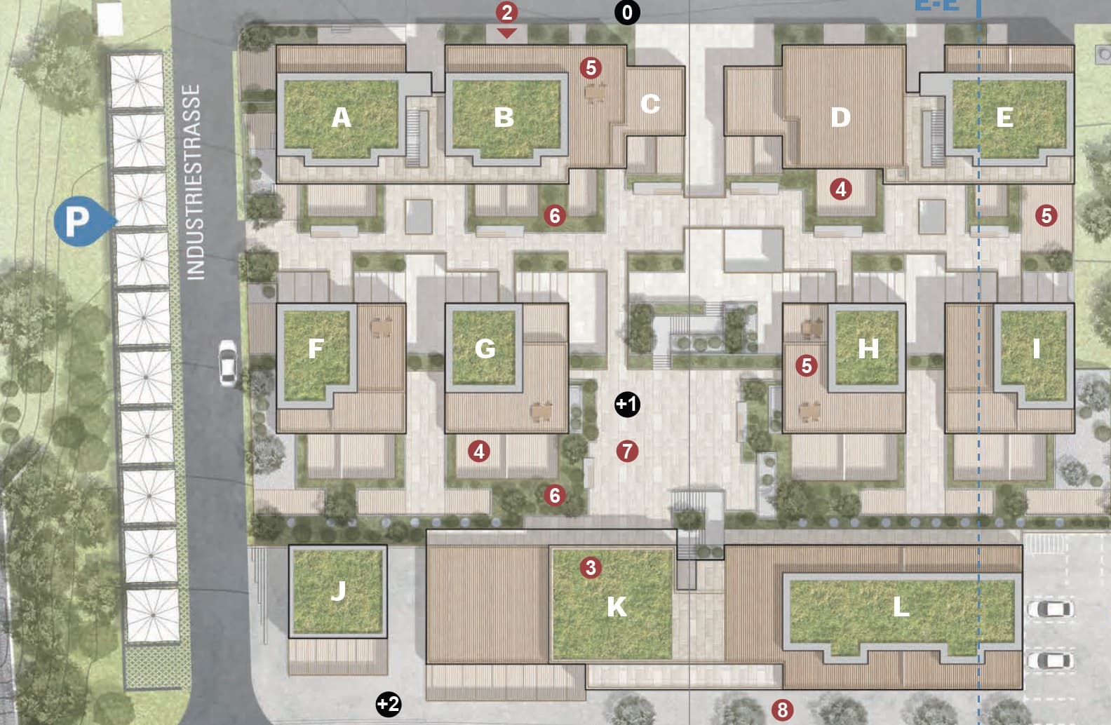 Karte der Umgebung mit markierten Punkten